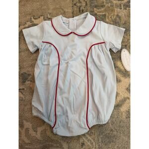 Hug Me First Baby Boy Light Blue Peter Pan Collar Cotton Bubble 18-24 Months NWT